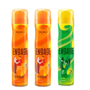 Combo 2 Intrigue150ml & 1 Spirit 150ml Deodorant Spray (450 ml, Pack of 3)
